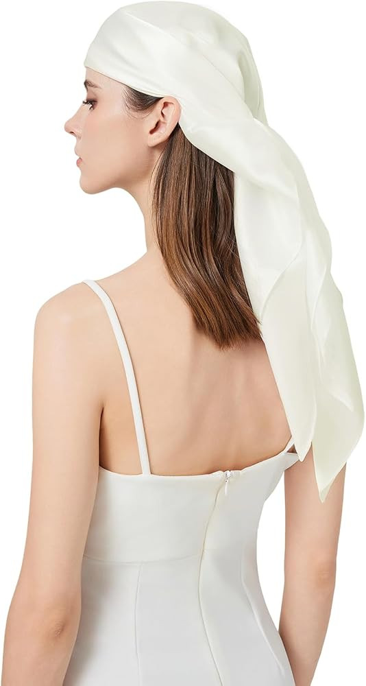 100% Mulberry Silk Head Scarf for Hair-Women's 35'' Square Silk Neck Scarf for Sleeping Wrap at N... | Amazon (US)