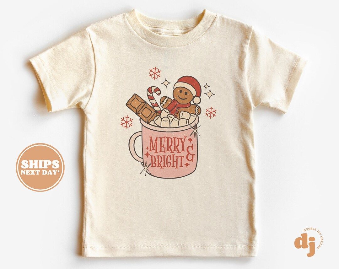 Toddler Christmas Shirt - Merry and Bright Kids Christmas Shirt - Holiday Natural Infant, Toddler... | Etsy (US)