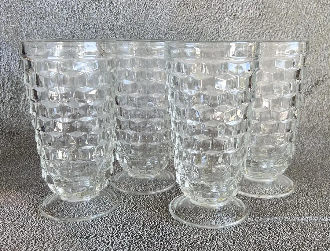 Vintage Whitehall Clear Drinking Footed Drinking Glasses, Cubist Style Drinking Glasses, Colony G... | Etsy (US)