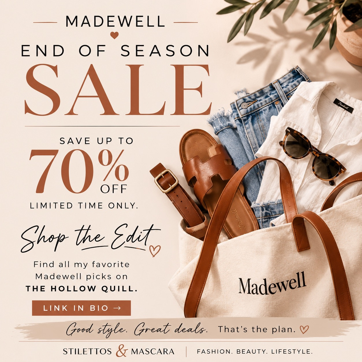 You just walked into Madewell with a $500 shopping budget.

What are you buying first?

👖 Denim
👜 Leather Bag
👡 Shoes
🤍 Tops
👗 Dresses

While you’re deciding… don’t miss the End of Season Sale with savings up to 70% off.

Swipe for my favorite picks!

#LTKootd #LTKSaleAlert #LTKSeasonal