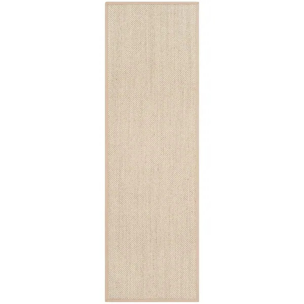 SAFAVIEH Natural Fiber Pacific Casual Border Sisal Rug - 2'6" x 6' Runner - Marble/Linen | Bed Bath & Beyond