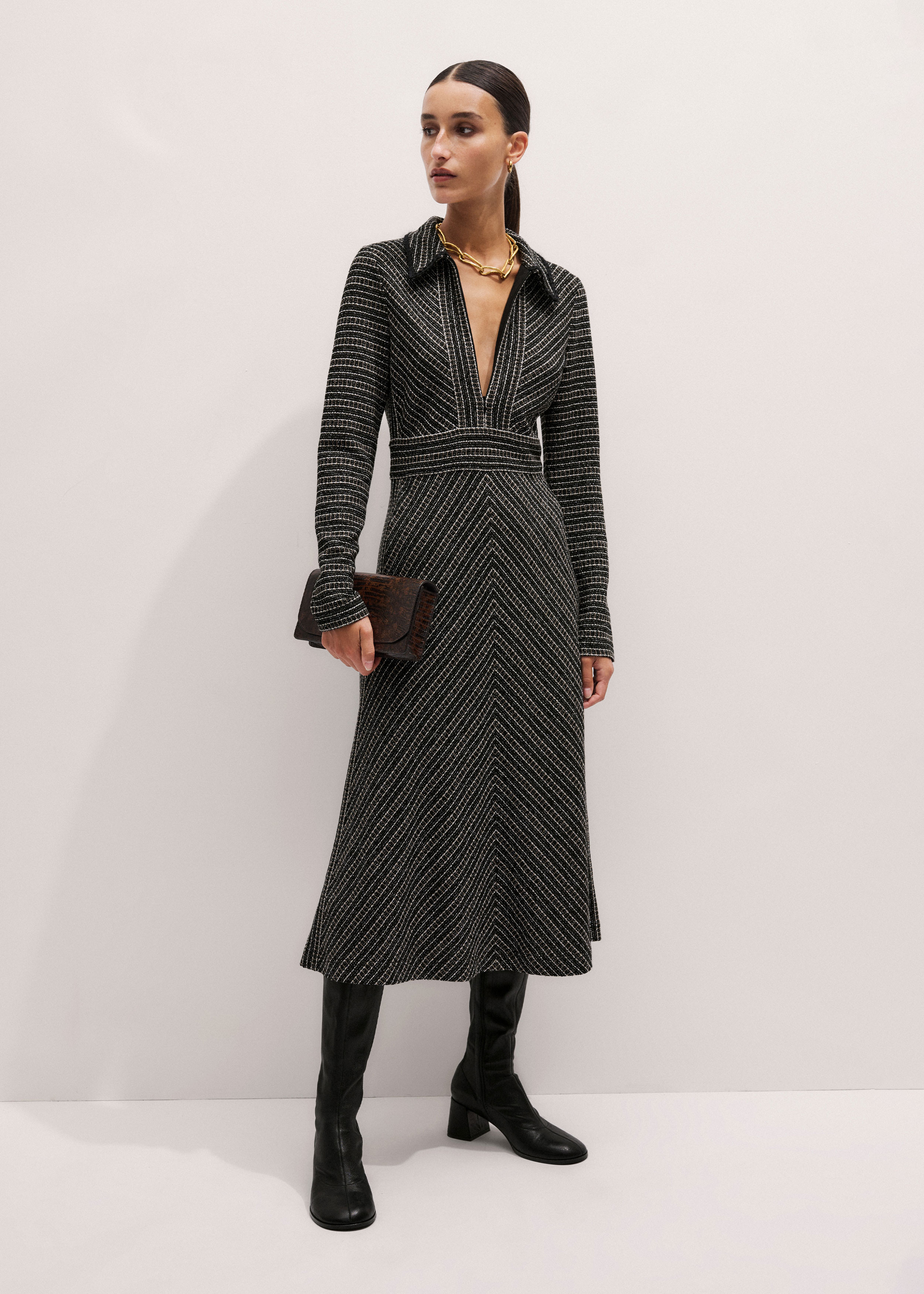 AM-PM Midi Dress Tweed Jersey | ME+EM US