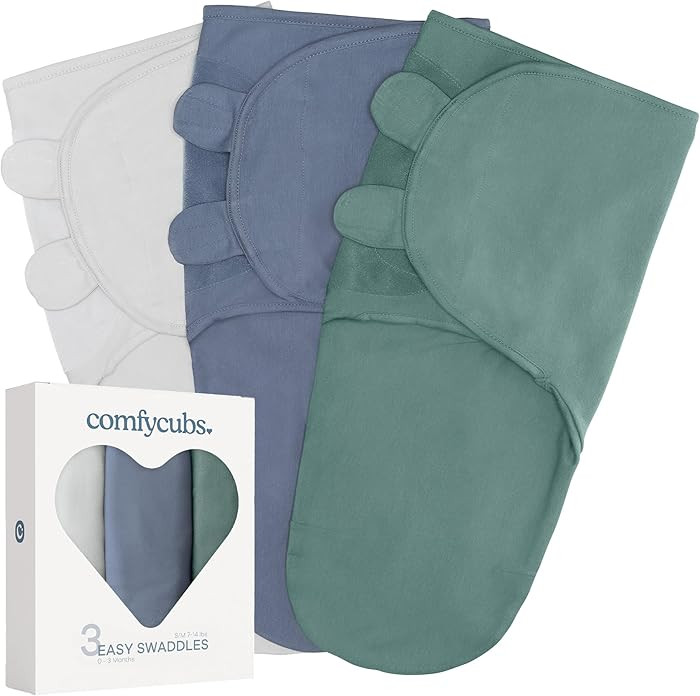 Comfy Cubs Easy Swaddle Blanket, 3 Pack - 100% Cotton Newborn Wrap, Small for 0-3 Months Infants,... | Amazon (US)