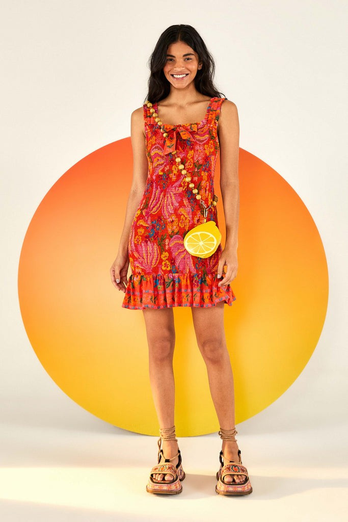RED SPRING BANANAS MINI DRESS | FarmRio (US)