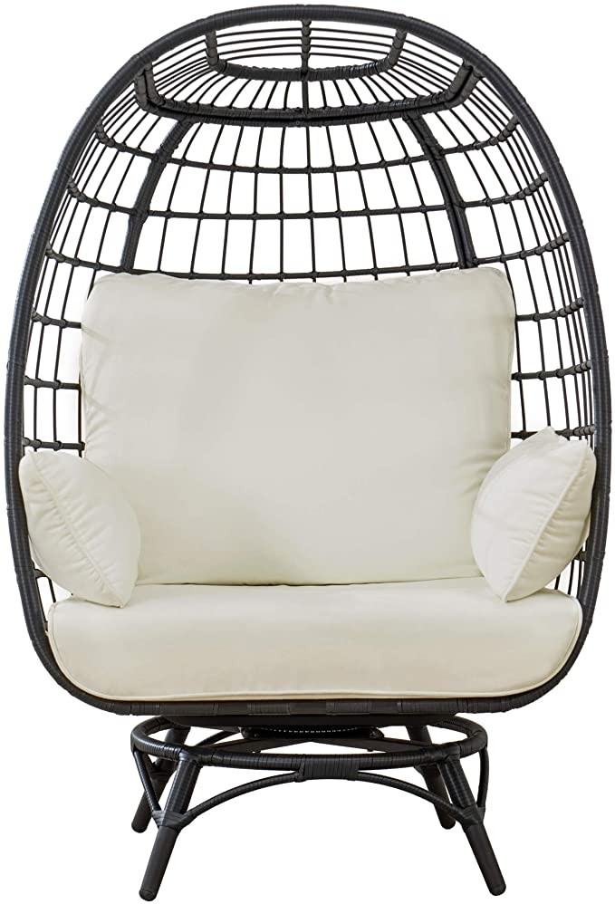 Sunjoy A207000702 Kingston Swivel Egg Cuddle Chair, Black | Amazon (US)