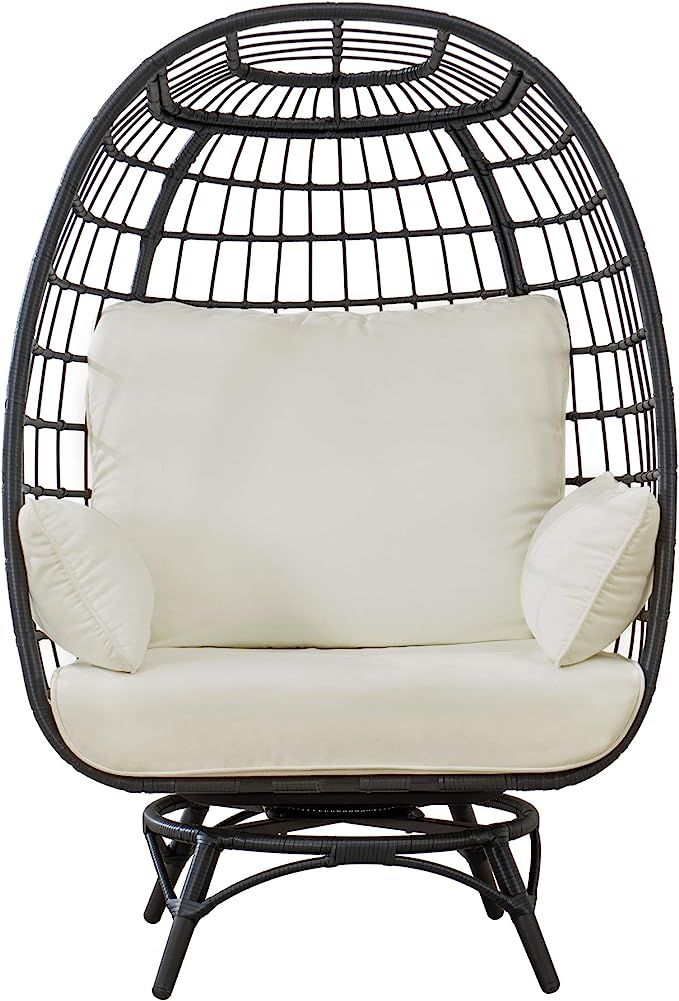 Sunjoy A207000702 Kingston Swivel Egg Cuddle Chair, Black | Amazon (US)