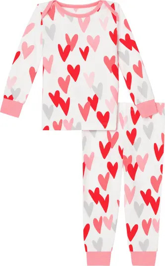 Love is All You Need Fitted Two-Piece Stretch Organic Cotton Pajamas | Nordstrom