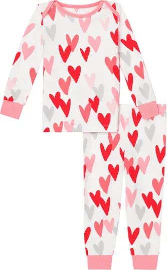 Love is All You Need Fitted Two-Piece Stretch Organic Cotton Pajamas | Nordstrom
