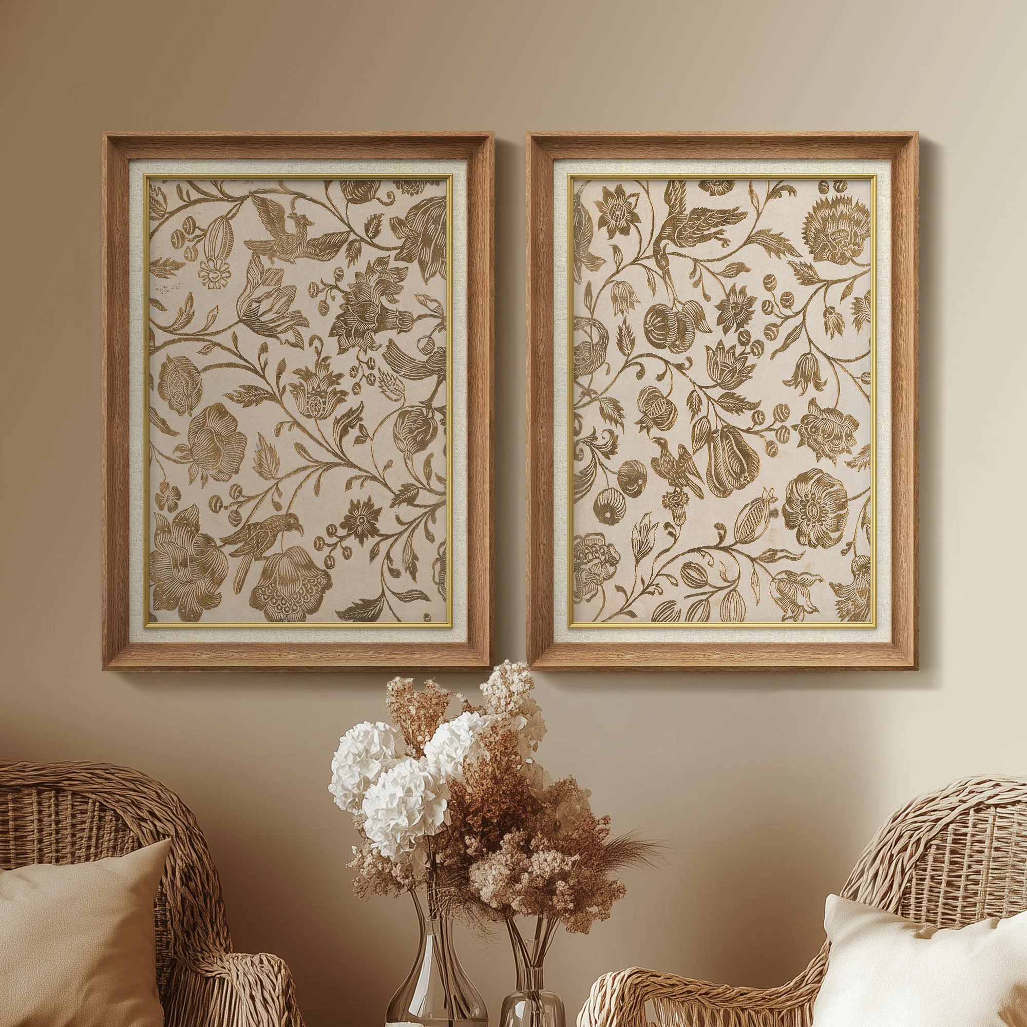 Set of 2 Premium Framed Art Artworks on Premium Canvas with 26"x36" Frame (Set of 2) | Wayfair North America