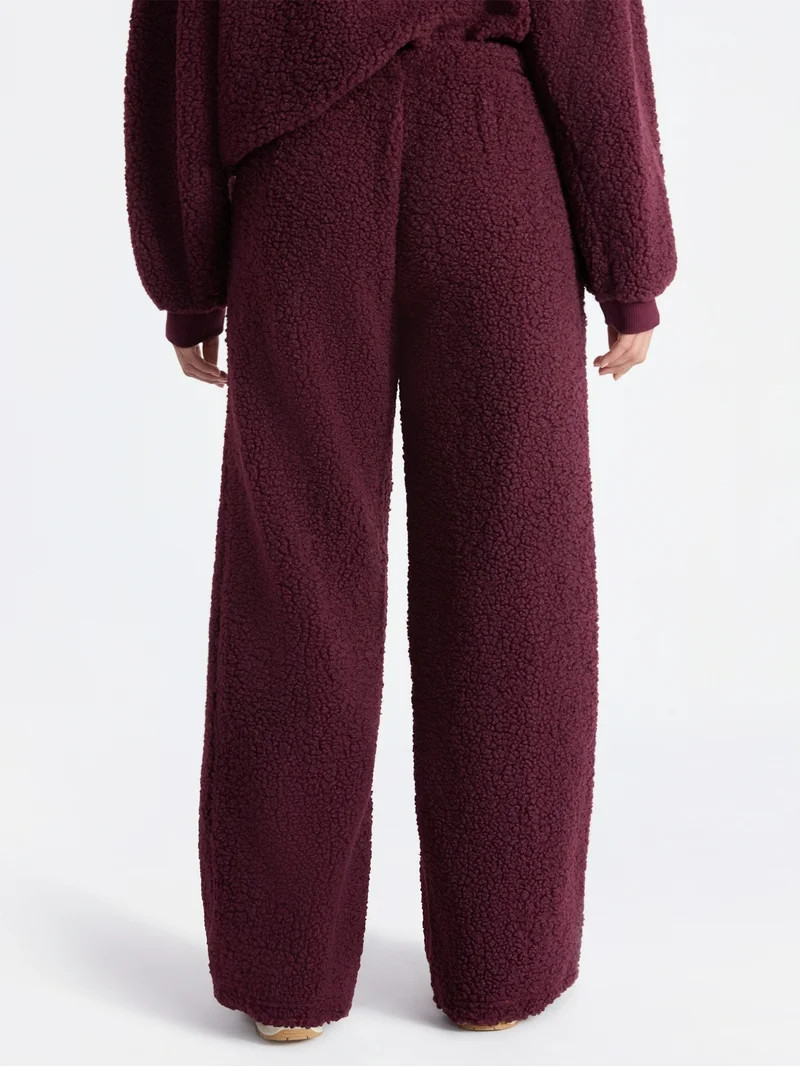 No Boundaries Wide Leg Plush Pants, 30.5'' Inseam, Women's | Walmart (US)