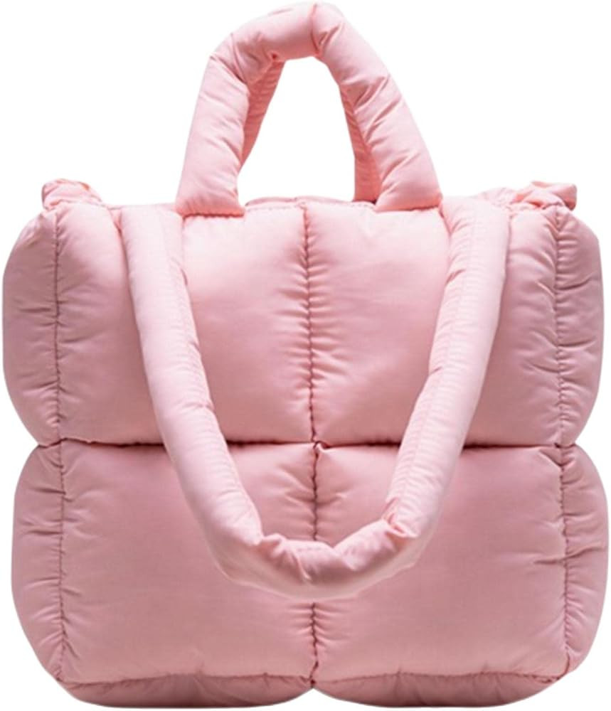 Puffer Tote Bag Women's Glossy Quilted Puffy Tote Bag Down Padded Shoulder Bag Cute Handbag Aesth... | Amazon (US)