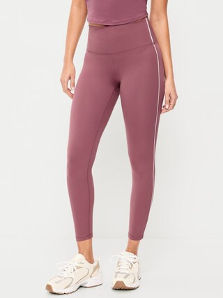 High-Waisted StudioSmooth 7/8 Side-Striped Leggings | Old Navy (US)