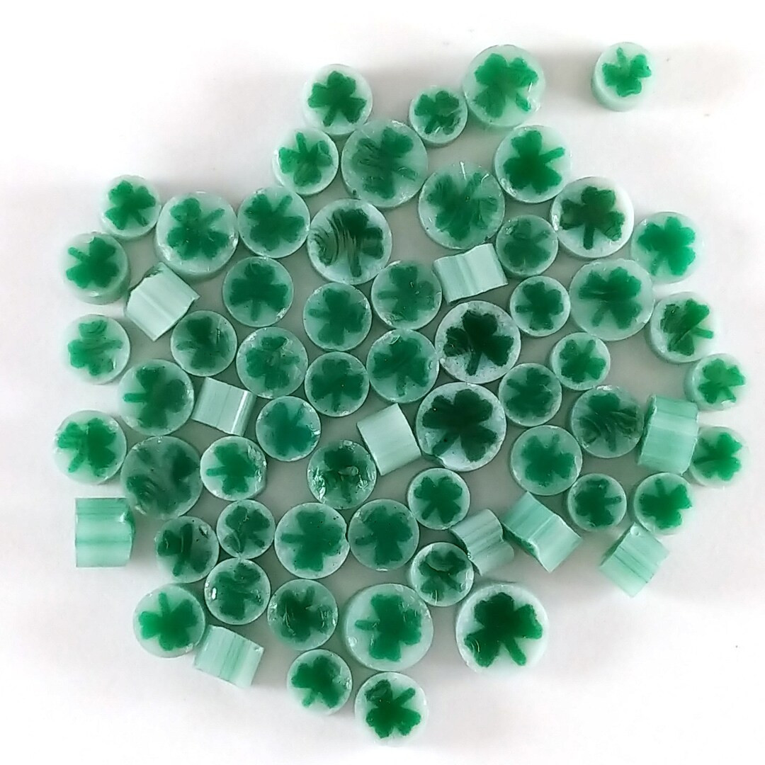 Clover Leaf Murrine (on white), 0.5 oz Precut, 90 COE Fusable Glass Murrini Millefiori - 15102 | Etsy (US)