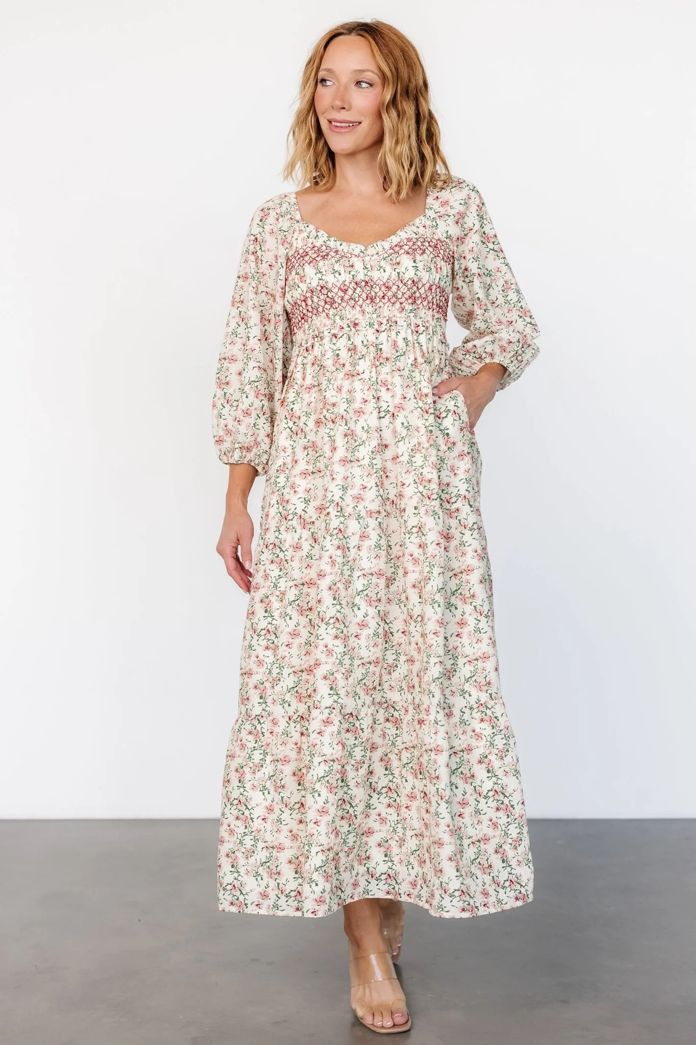 Louisa Smocked Maxi Dress | Cream Floral | Baltic Born