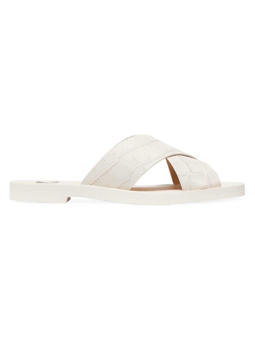 MICHAEL Michael Kors Women's Glenda Croc-Embossed Leather Slide Sandals - Light Cream - Size 9 | Saks Fifth Avenue