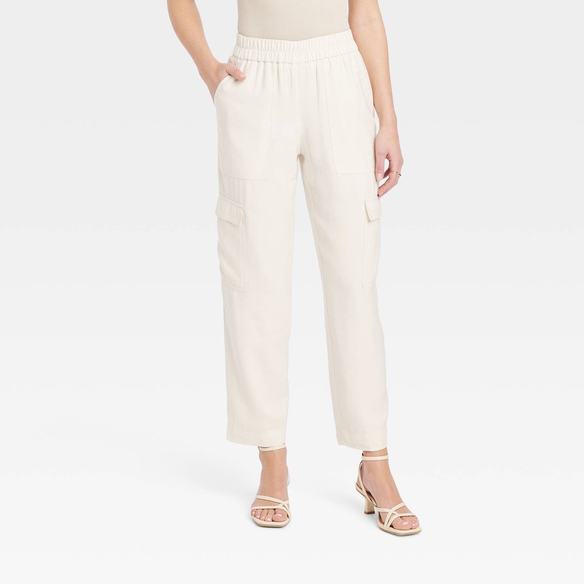Women's High-Rise Ankle Cargo Pants - A New Day™ Cream XS | Target