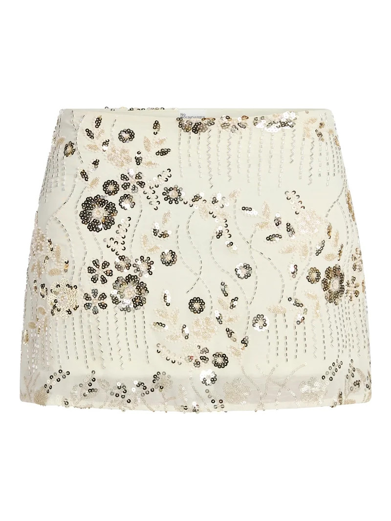 No Boundaries Sequin Embellished Mini Skirt, Women's XXS-XXL | Walmart (US)