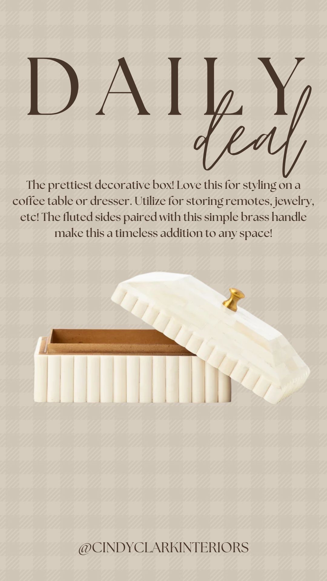 The prettiest decorative box! Love this for styling on a coffee table or dresser. Utilize for storing remotes, jewelry, etc! The fluted sides paired with this simple brass handle make this a timeless addition to any space!

#LTKHome #LTKSaleAlert