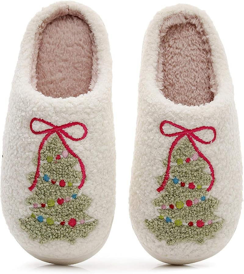 Christmas Tree House Slippers for Women Men Fluffy Soft Cozy Slip on Indoor Outdoor Slippers Chri... | Amazon (US)