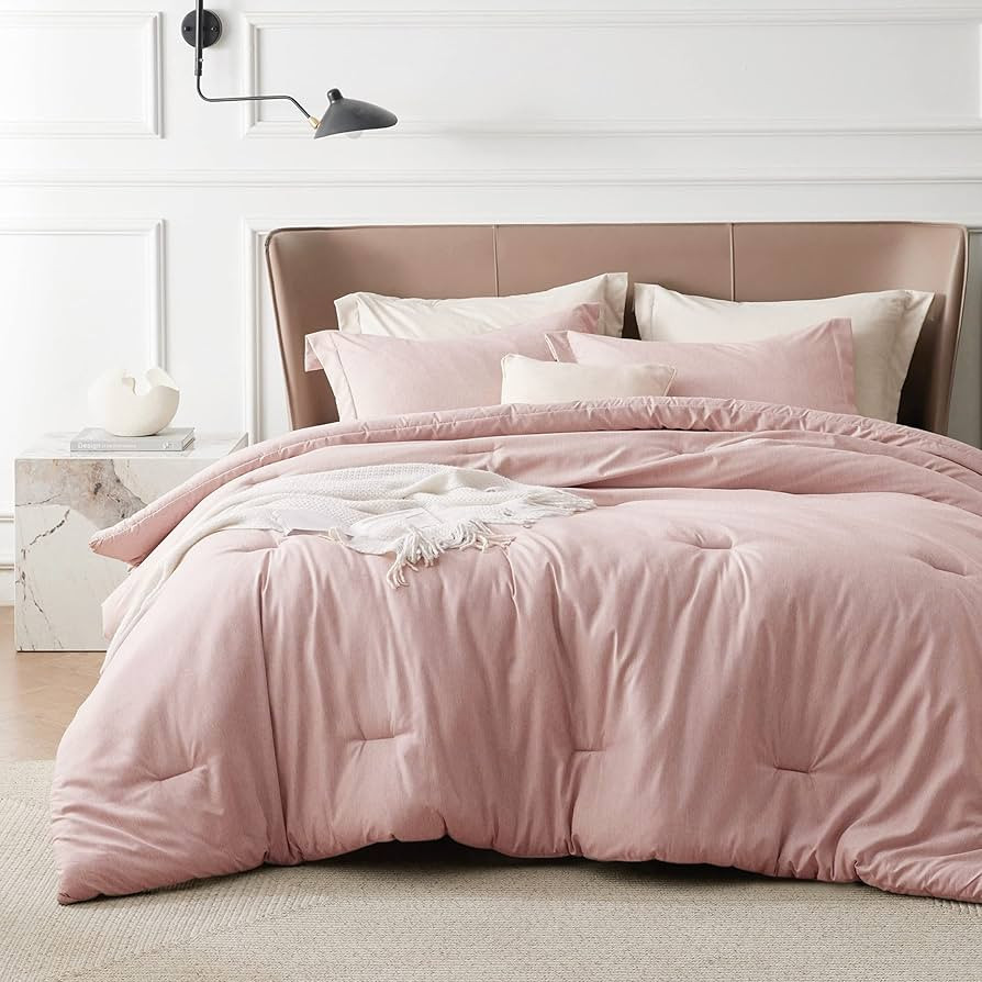 Bedsure Full Comforter Set - Pink Soft Bedding for All Seasons, Cationic Dyed Bed Set, 3 Pieces, ... | Amazon (US)