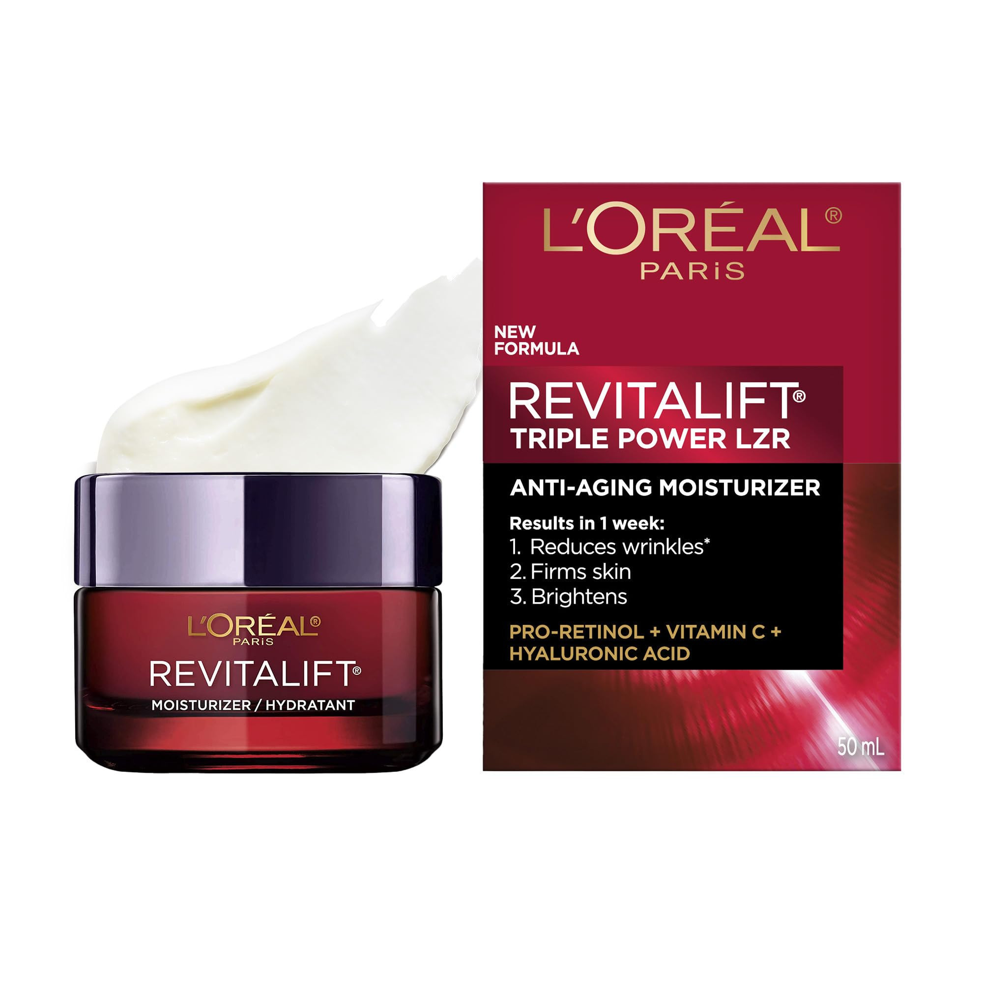 L'Oréal Paris Day Cream, Reduces Look of Wrinkles & Firms Skin, with Pro-Retinol, Vitamin C & Hy... | Amazon (CA)