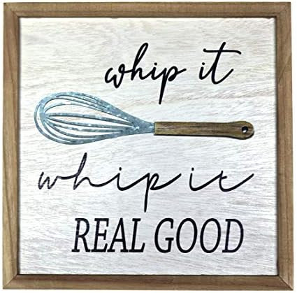 HOMirable Kitchen Wall Décor, Whip it Real Good, Kitchenware Wood Sign with Metal Egg Beater, Fa... | Amazon (US)