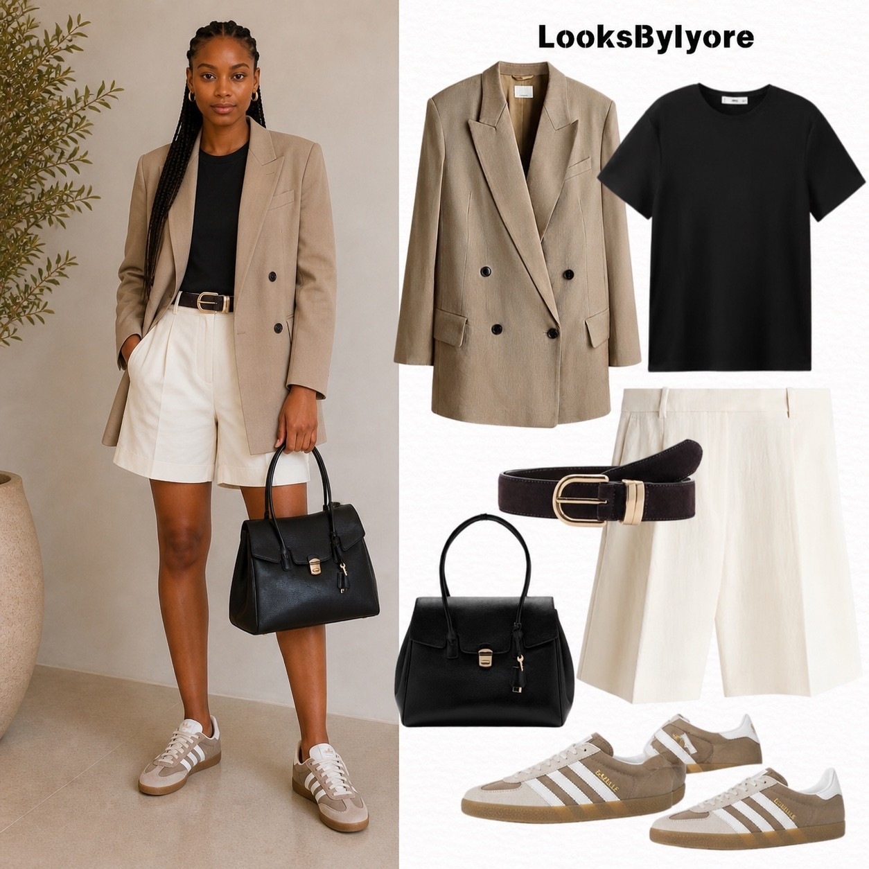 White shorts for spring and summer and oversized blazer
