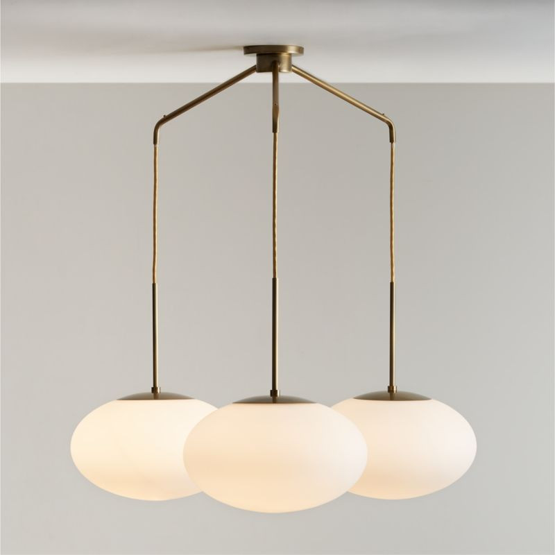 Moon Brass and Glass 3-Light Chandelier 37.5" + Reviews | Crate & Barrel | Crate & Barrel