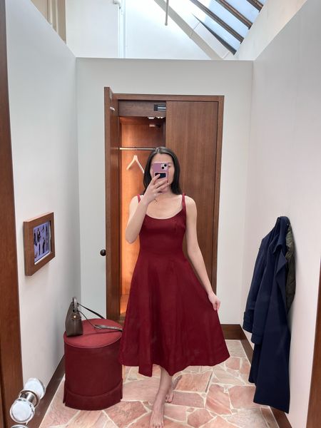 Gorgeous red linen fit & flare dress - wearing US 2. I found the straps to be a little long for my torso but they can definitely be tailored to fit. 

Linked similar styles from the same brand. Exact name is Magnolia Linen Dress. 

#LTKworkwear #LTKstyletip #LTKwedding