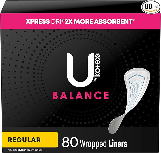 U by Kotex Balance Wrapped Panty Liners, Regular Length, 80 Count (Packaging May Vary) | Amazon (US)