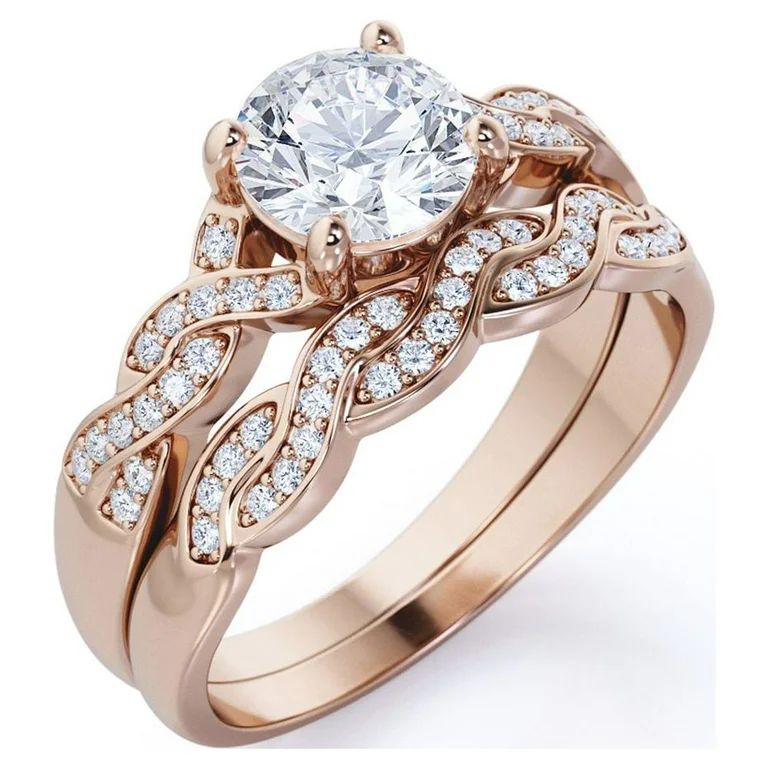 1.5 Carat Round Cut Moissanite Wedding Set - Bridal Set - Infinity Ring - Forever Ring - Promise ... | Walmart (US)