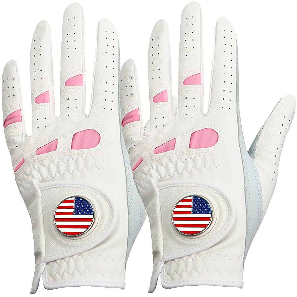 Amy Sport Women's Golf Gloves Left Hand Right with Ball Marker Value 2 Pack, All Weather Grip Rai... | Amazon (US)