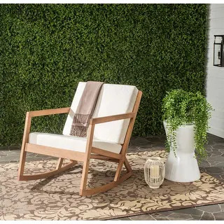 SAFAVIEH Outdoor Living Vernon Natural/Beige Rocking Chair | Bed Bath & Beyond