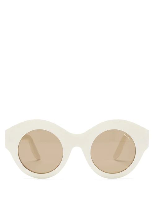Lapima - Vera Oversized Round Acetate Sunglasses - Womens - White | Matches (US)