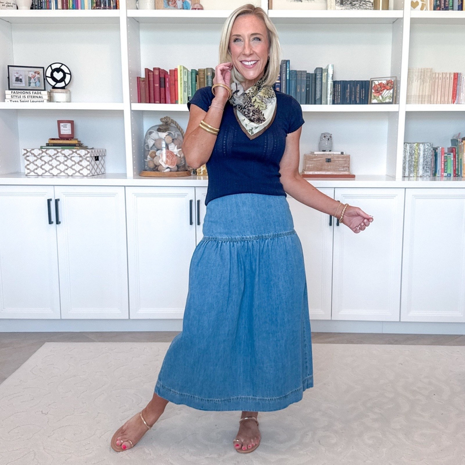 Walmart - unboxing; all under $30. Drapey Denim Midi Skirt - size XS. $26.98. 2 colors. * Pointelle Mini Tee w/ Short Sleeves - size XS. $12. 6 colors. 

 

#LTKSaleAlert #LTKOver40 #LTKSeasonal