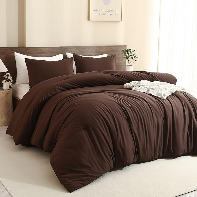 Paxrac Earthy Brown Comforter King Size, Neutral 3 Pieces Comforter Set, Lightweight Solid Beddin... | Amazon (US)