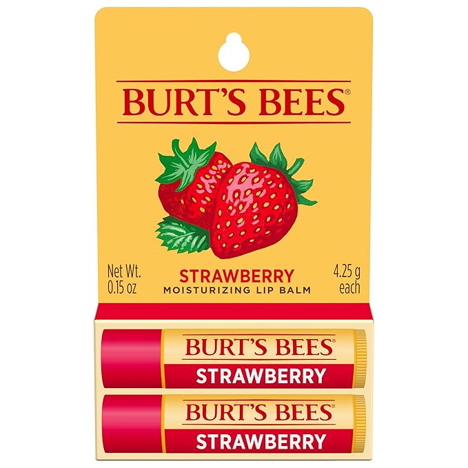Burt's Bees Lip Balm - Strawberry, Lip Moisturizer With Responsibly Sourced Beeswax, Tint-Free, N... | Amazon (US)