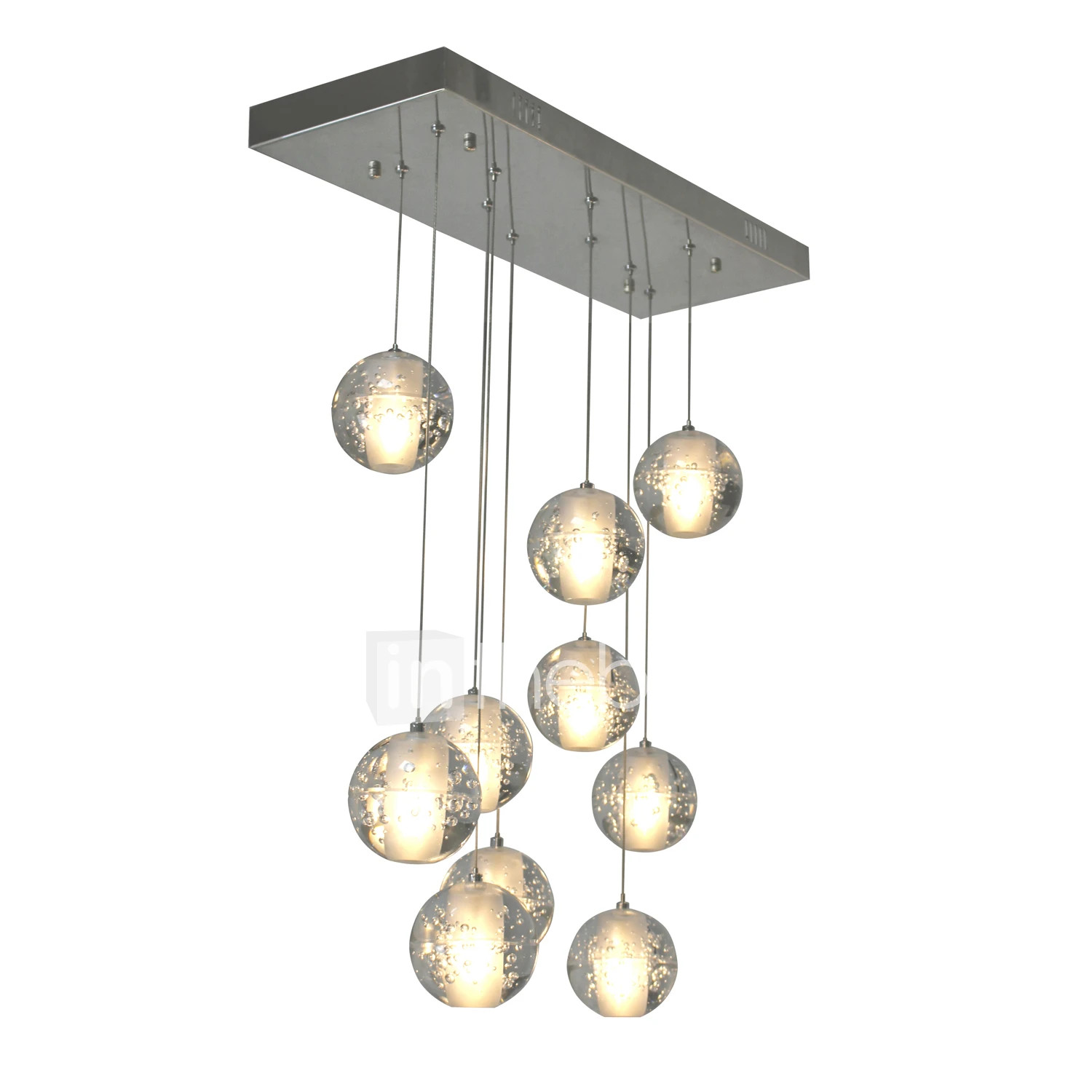 [$492.87] 10-Light 10cm(4") Crystal Pendant Light Metal Cluster Chrome Modern Contemporary 90-240... | Light in the Box