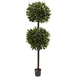 Amazon.com - Nearly Natural 6ft. Sweet Bay Double Ball Topiary - Artificial Floral Arrangements | Amazon (US)