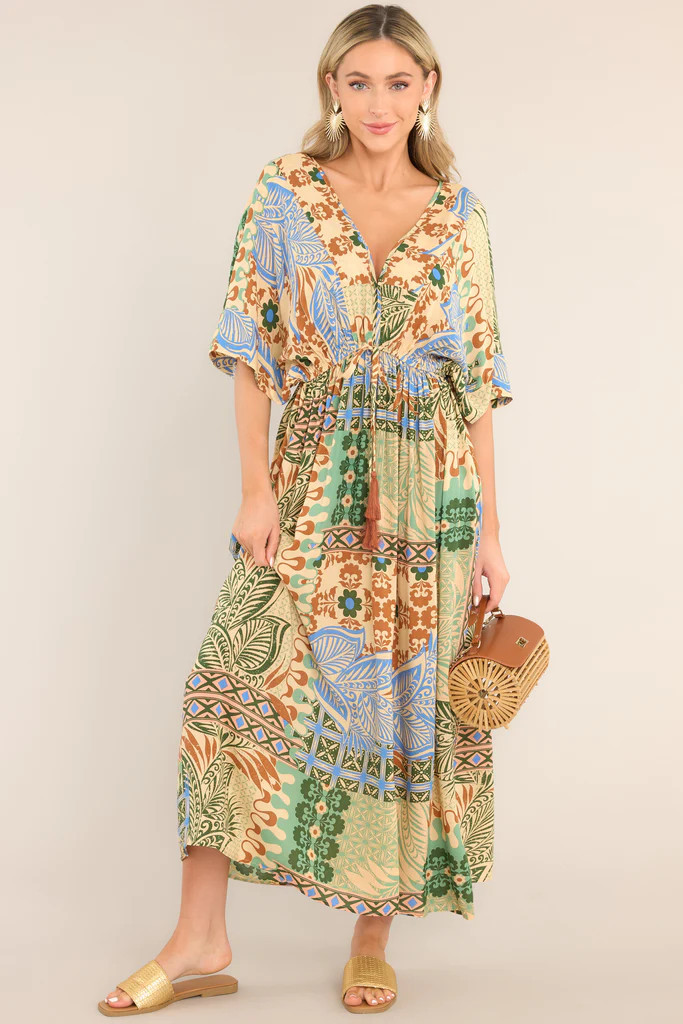 My Top Five Beige Tropical Print Maxi Dress | Red Dress 