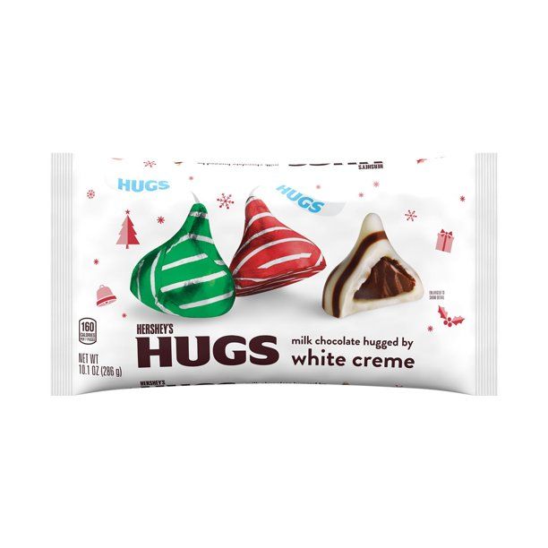 HERSHEY'S, HUGS Milk Chocolate Hugged by White Creme Candy, Holiday, 10.1 oz, Bag | Walmart (US)
