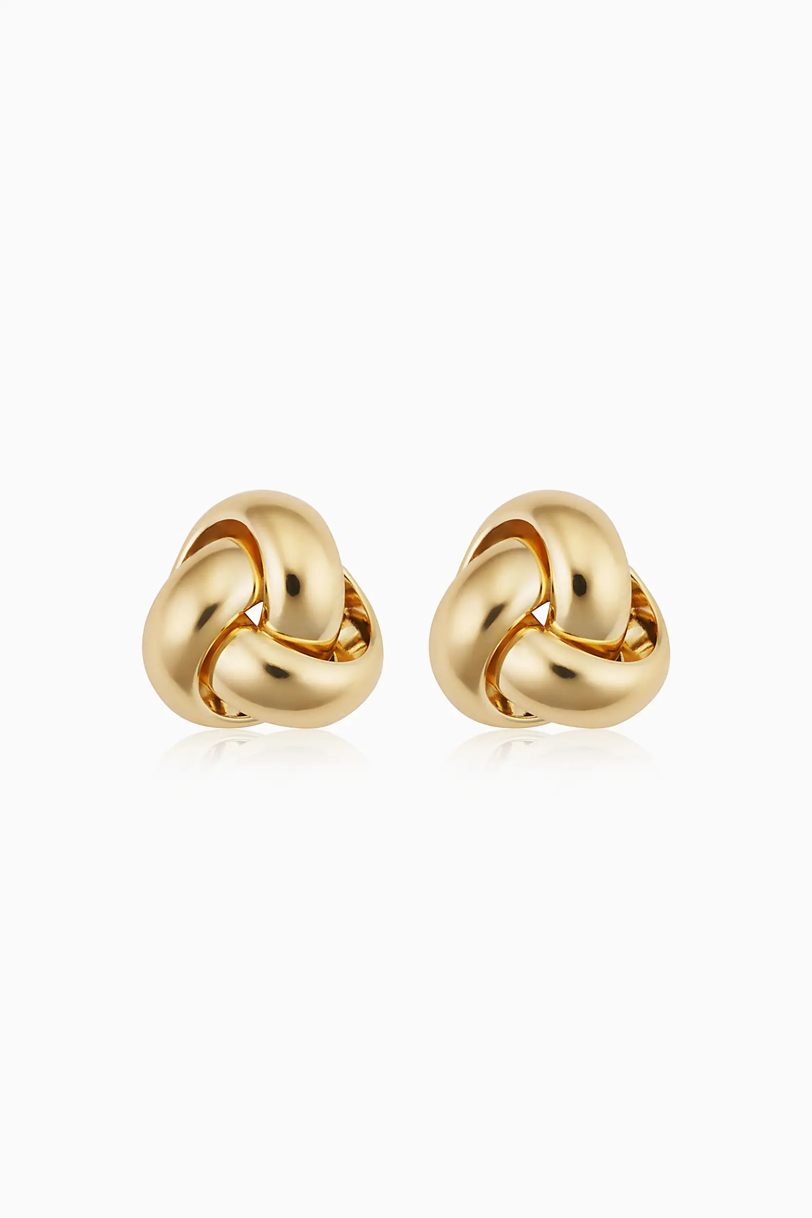 Oradina 18K Yellow Gold Knotted Love Studs at Nordstrom, Size Medium | Nordstrom