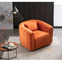 Deria 30" W Super Soft Oversize Velvet Swivel Barrel Chair | Wayfair North America