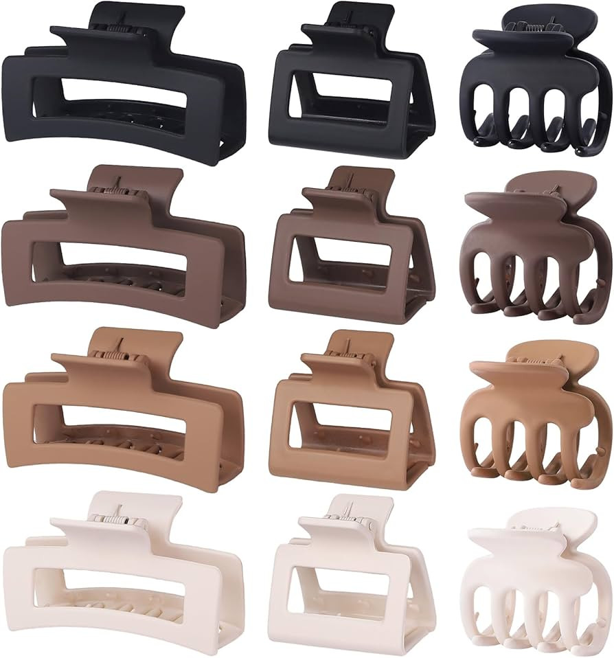 3 Styles Hair Clips for Women Small Medium Big Claw Clips for Thin Thick Hair 12 Pcs Hair Claw Cl... | Amazon (US)