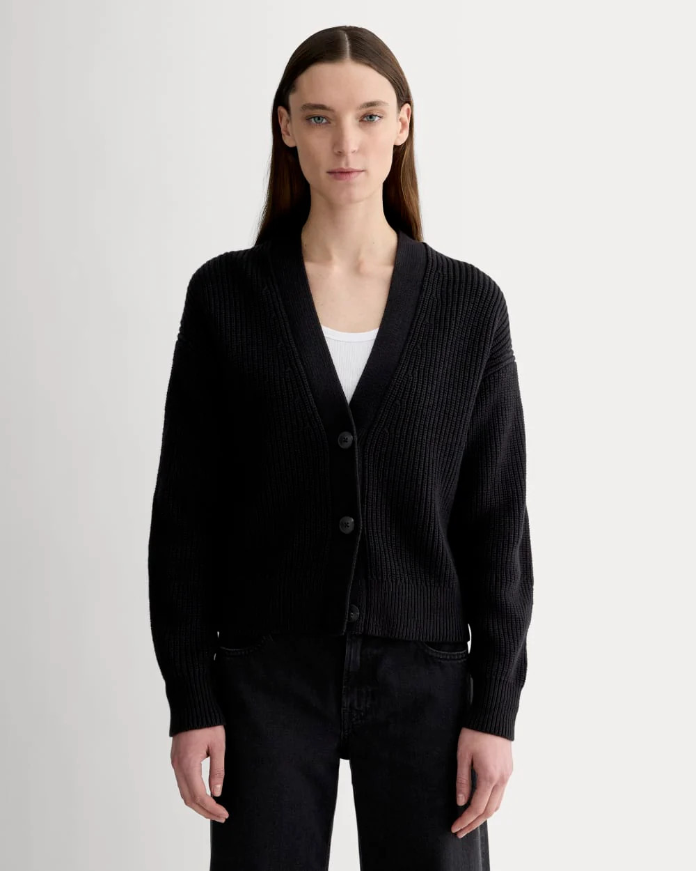 The Boxy Cardigan in Everyday Cotton | Black | Everlane