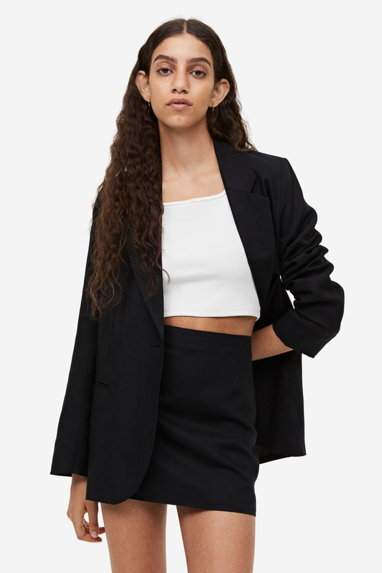 Minifalda en mezcla de lino - Negro - MUJER | H&M ES | H&M (FR, IT, ES, PT, BE)