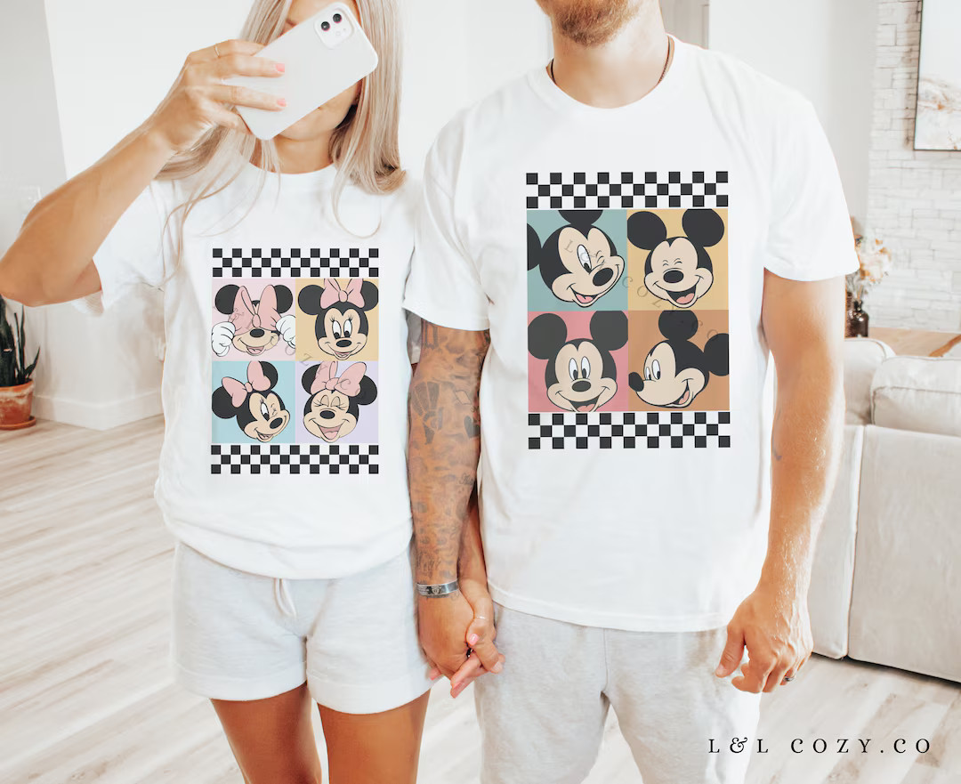 Mickey and Minnie Couples Shirt Mickey Checkered Shirt Minnie Checkered Shirt - Etsy | Etsy (US)