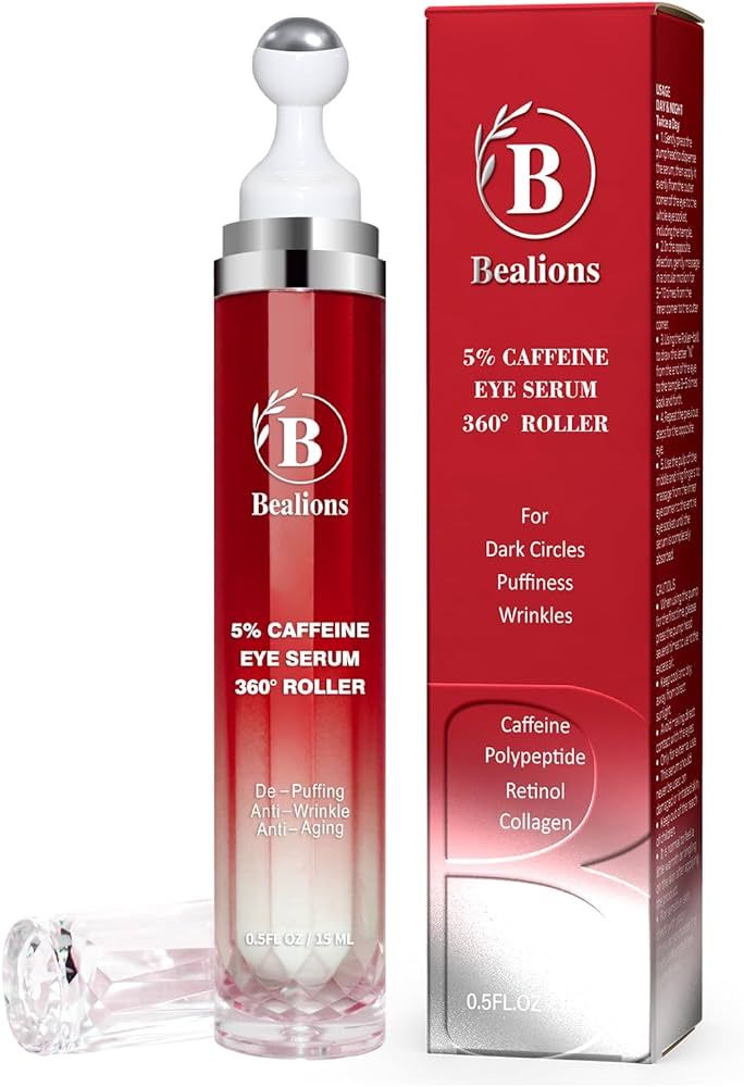 Caffeine Peptide Eye Cream with Rollerball: Under Eye Serum for Dark Circles Puffiness Bags - Ant... | Amazon (US)