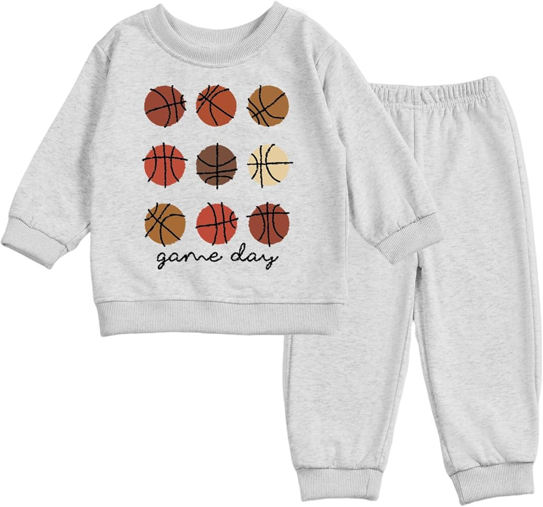 Toddler Baby Basketball Long Sleeve Sweatshirt Top Jogger Pants Set Cute Fall Winter Clothes Set | Amazon (US)