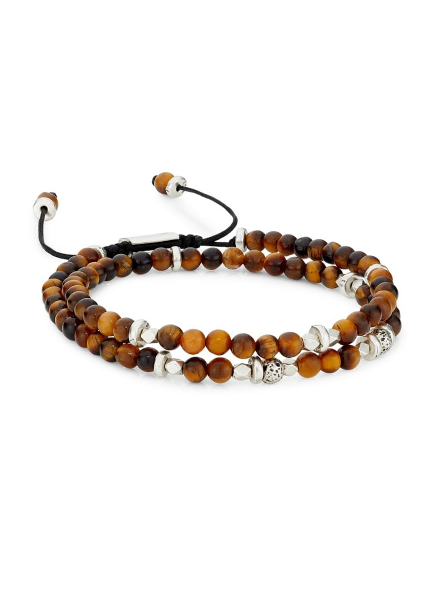Jan LeslieTigers Eye & Sterling Silver Beaded Wrap Bracelet | Saks Fifth Avenue